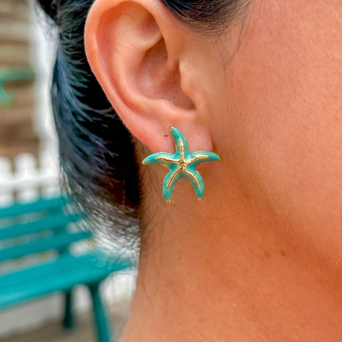 Aretes Esmalte Verde 304L Acero Inox