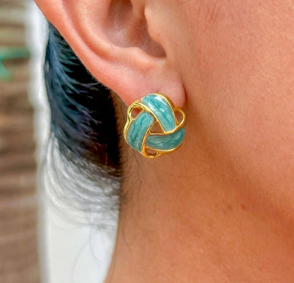 Aretes Esmalte Verde 304L Acero Inox