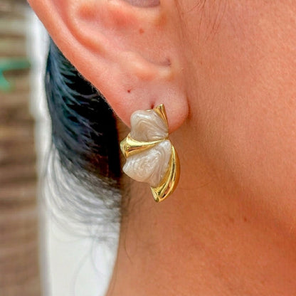 Aretes Blancos Esmalte 304L Acero Inox