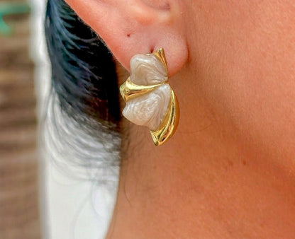 Aretes Blancos Esmalte 304L Acero Inox