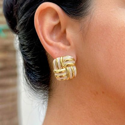 Aretes Blancos Esmalte 304L Acero Inox