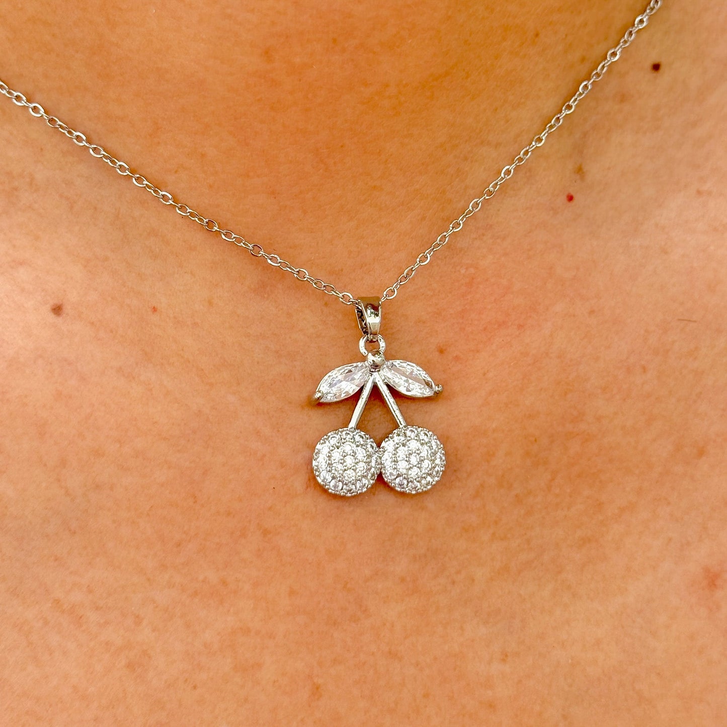Collar Dije Cerezas Zirconia Acero Inox 4103-101
