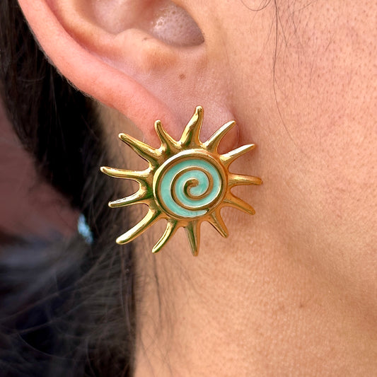 Aretes Sol Verde Acero Inoxidable 4103-192