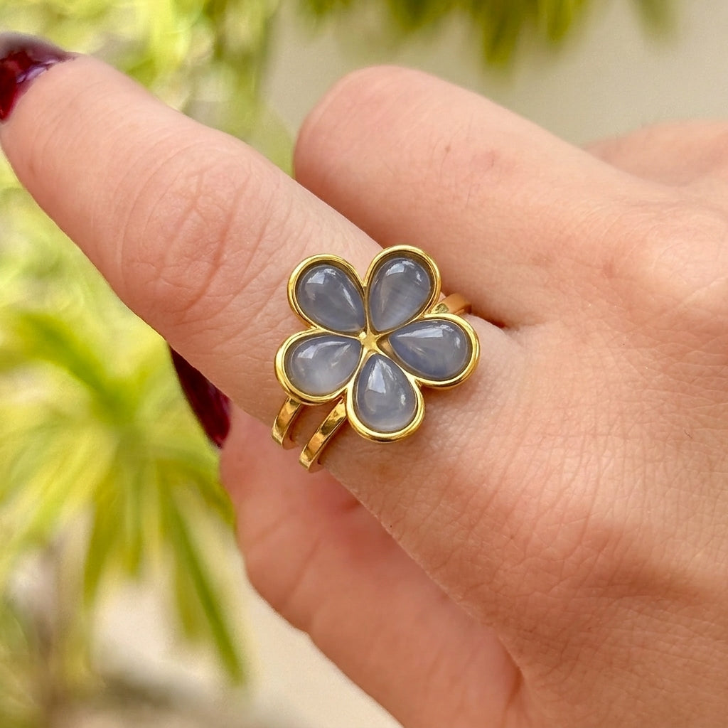 Anillo Acero Inox Flores 4287-18