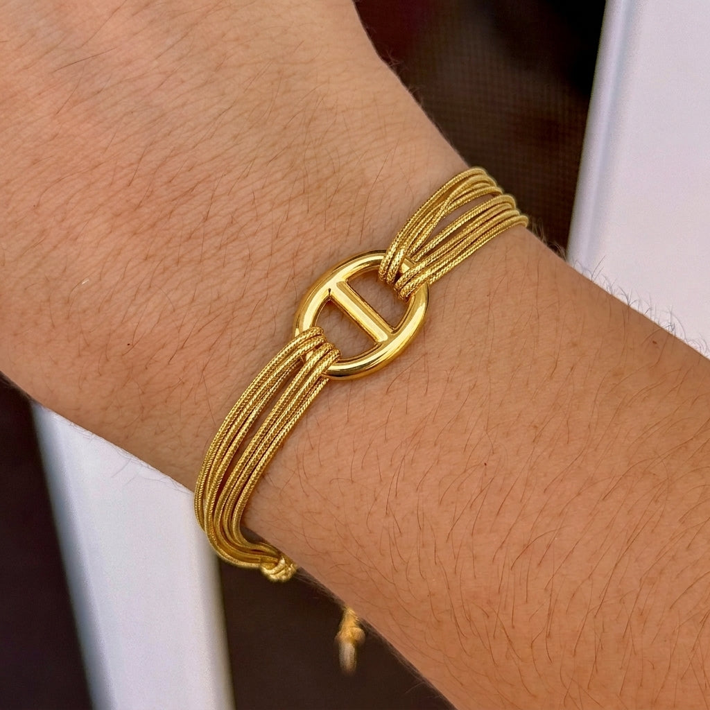 Pulsera Acero Inox Cuerda 18K 4287-21