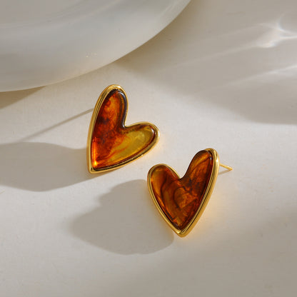 Aretes Corazon Acero Inox 18K 4287-38