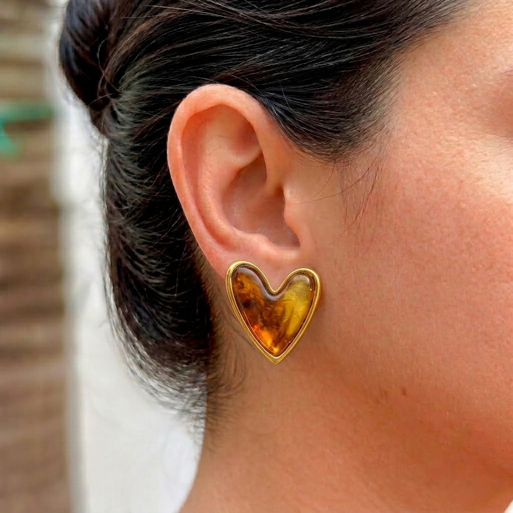 Aretes Corazon Acero Inox 18K 4287-38
