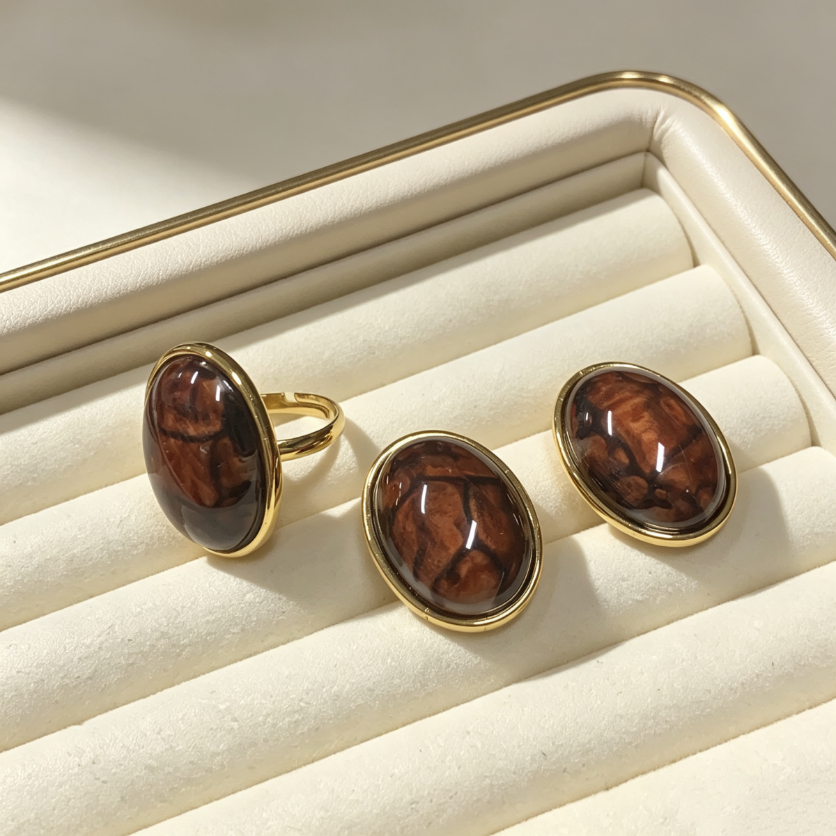 Set Aretes Anillo Acero Inox 4287-43