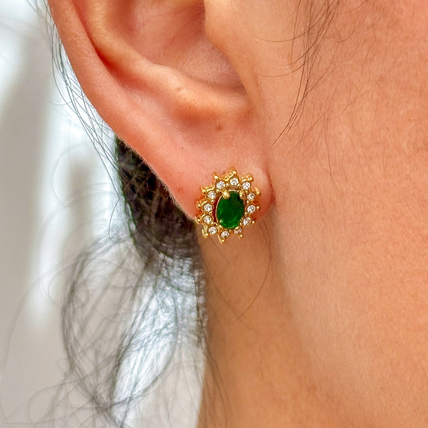 Aretes Zirconia Verde Acero Inox 5552-11