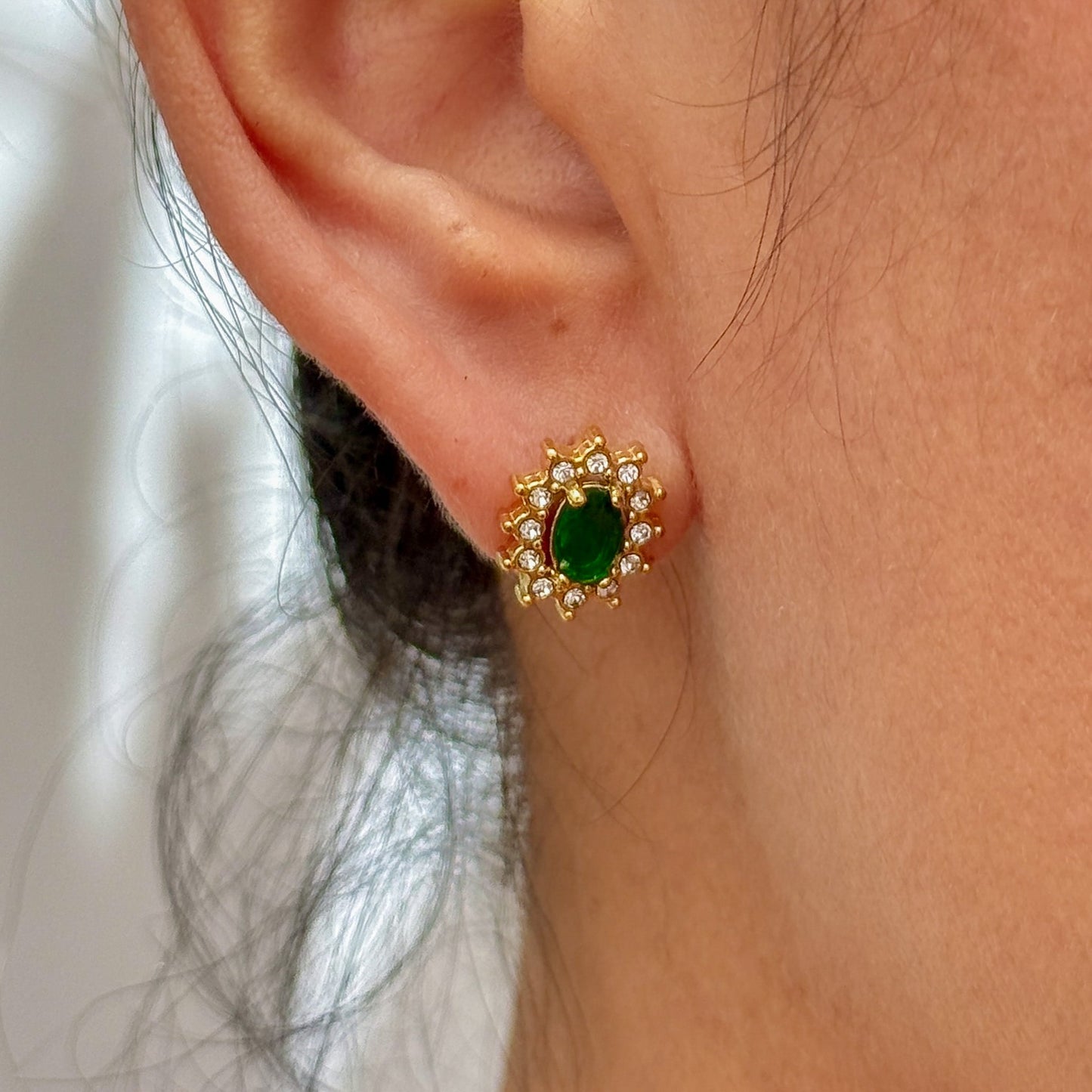 Aretes Zirconia Verde Acero Inox 5552-11
