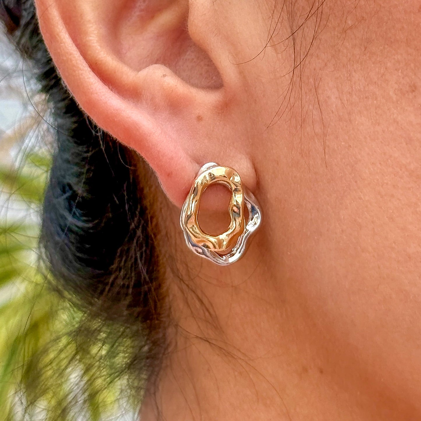 Aretes Circulo Bicolor Chapa 18K 5552-18