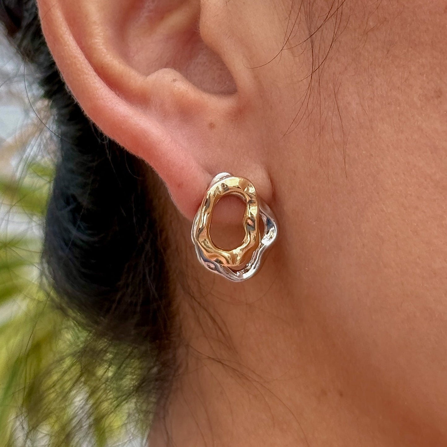 Aretes Circulo Bicolor Chapa 18K 5552-18