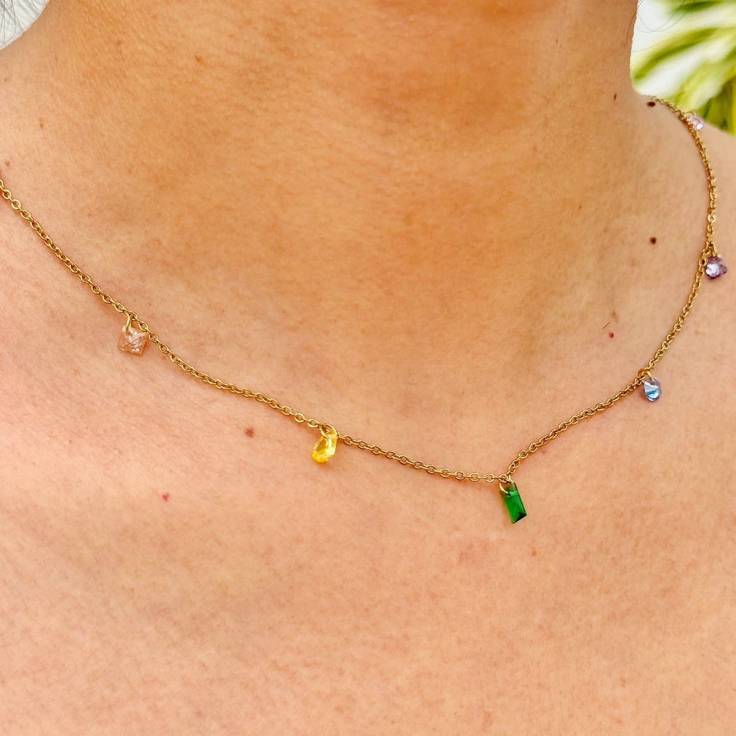 Collar Gotas Colores Acero Inox 5552-19