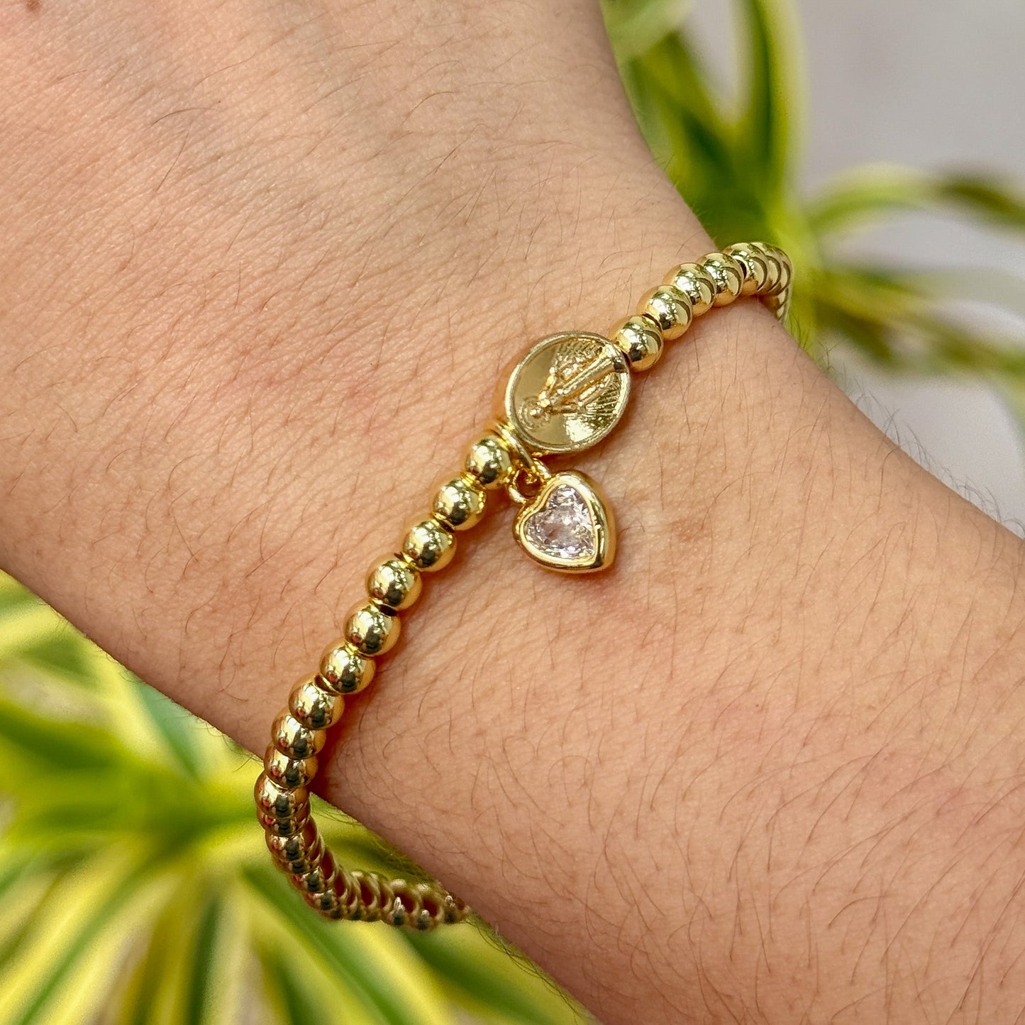 Pulsera Virgen Maria Chapa 18K 5552-24