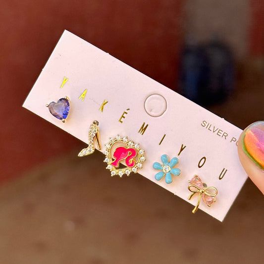 Set Aretes Barbie Chapa de Oro 5843-61