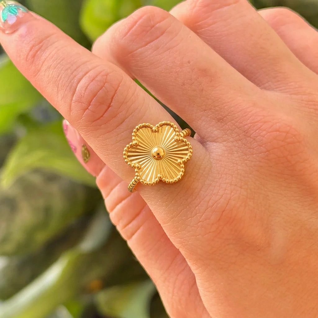 Anillo Floral 3D Acero Inox 5898-14