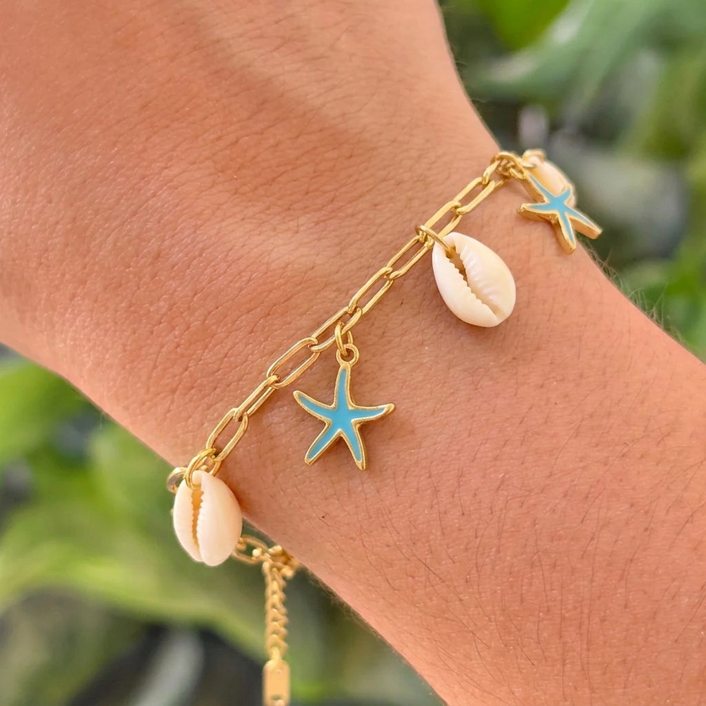 Pulsera Estrella Mar Azul Acero Inox 5898-19