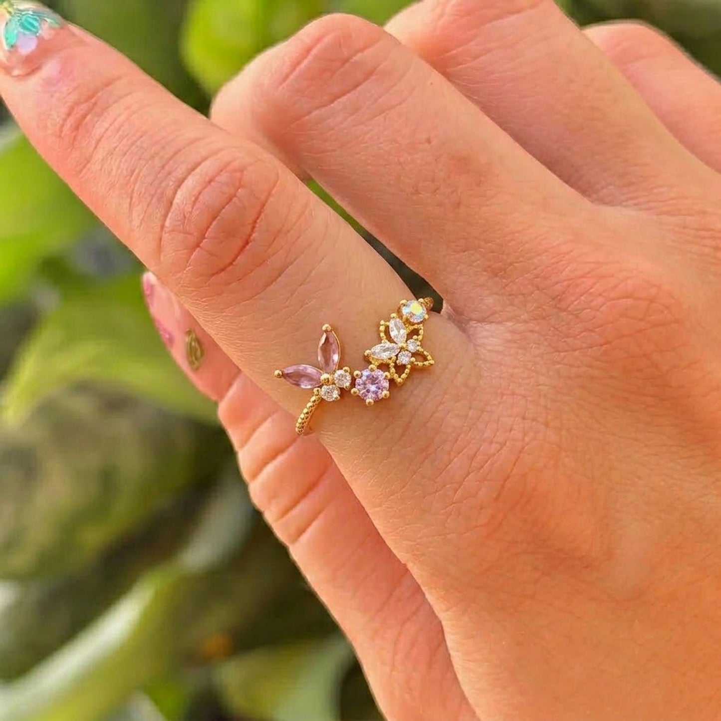 Anillo Mariposa Zirconia Chapa 18K 5898-2