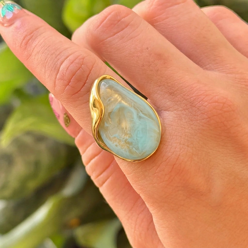 Anillo Geometrico Resina Acero Inox 5898-33