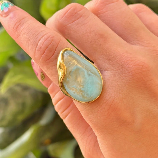 Anillo Geometrico Resina Acero Inox 5898-33