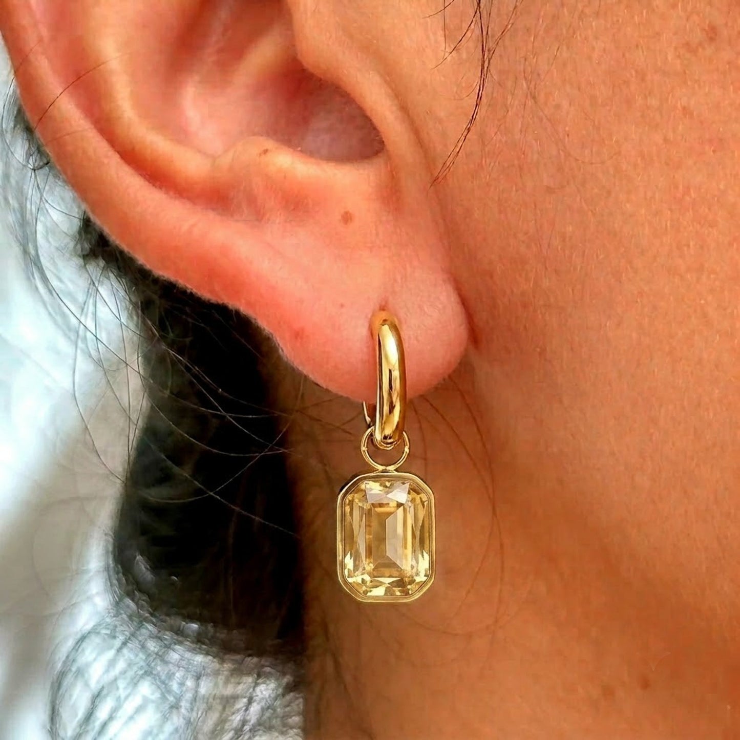 Aretes Square Piedras Acero Inox 5898-34