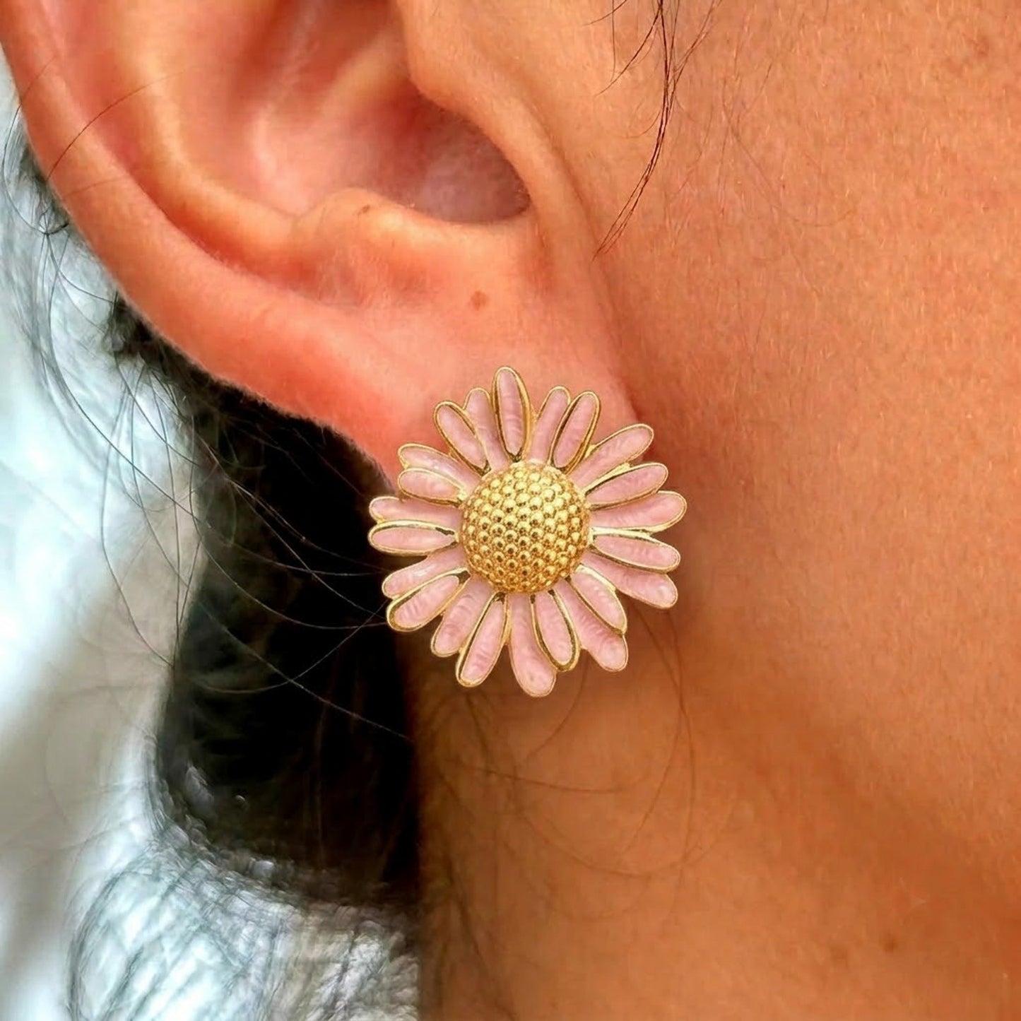 Aretes Esmalte Flores Acero Inox 5898-6