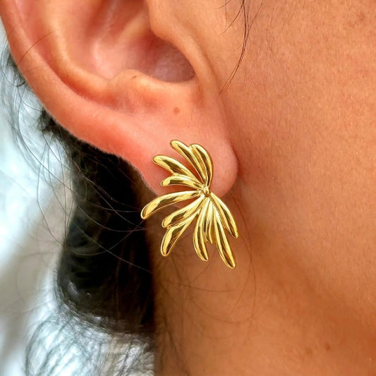 Aretes Flores Dorados Acero Inox 5898-9