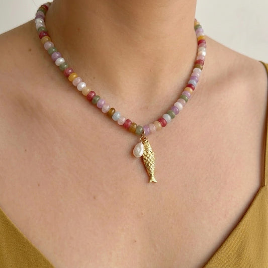 Collar Perlas Boho Conchas Acero Inox  3072-31