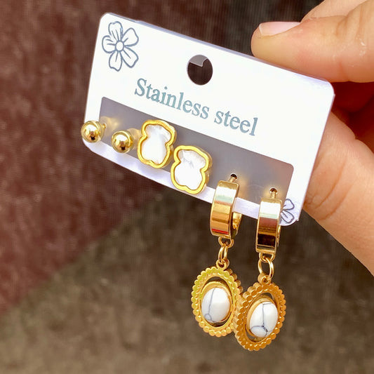 Set Aretes Acero Inoxidable 6175-88