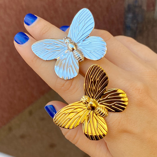 Anillo Mariposa Acero Inoxidable Ajustable 7417-35
