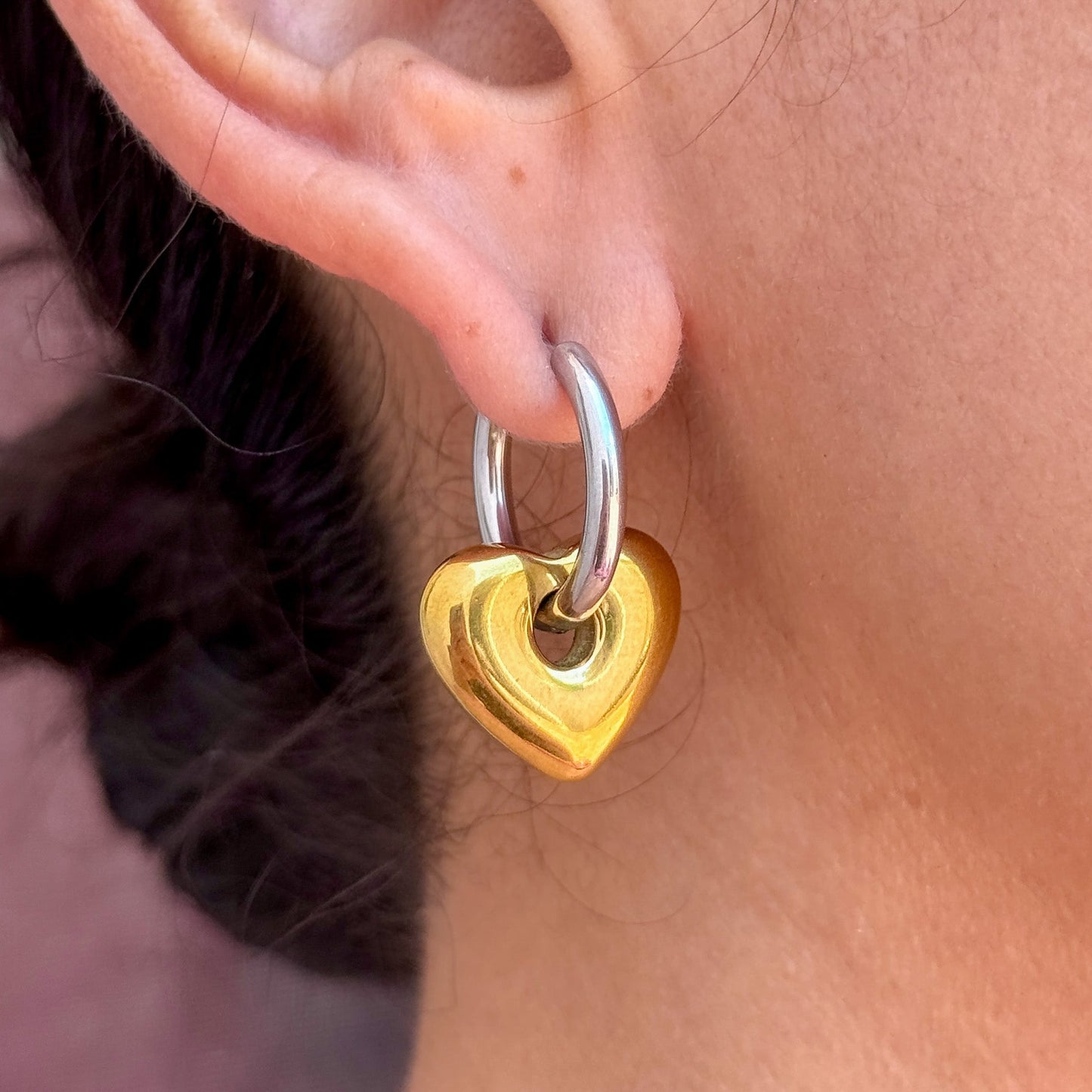 Aretes Gota Corazon Acero Inox 8096-20