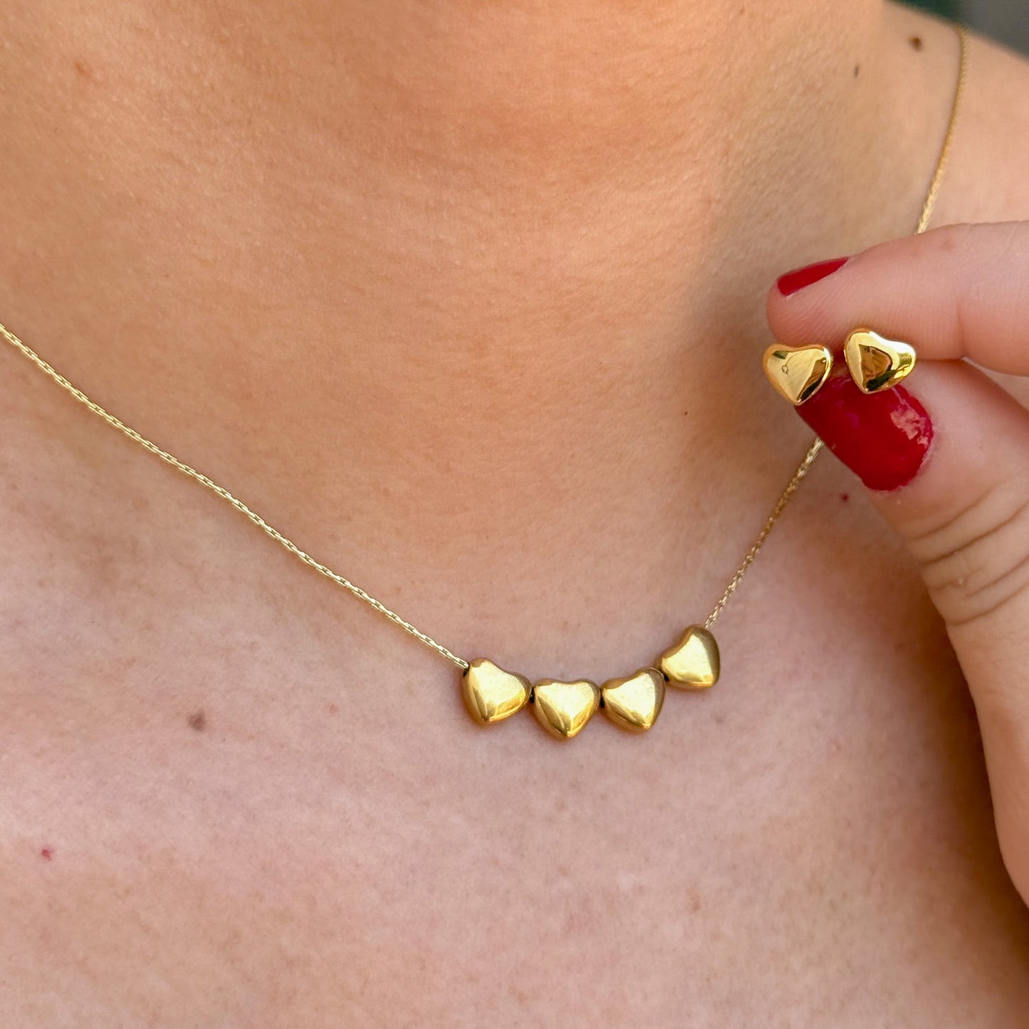 Set Collar Corazon Acero Inox 8096-28