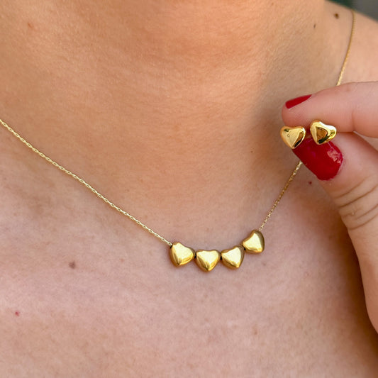 Set Collar Corazon Acero Inox 8096-28