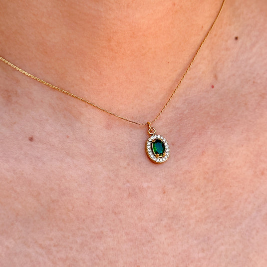 Collar Oval Verde Acero Inox 8096-34