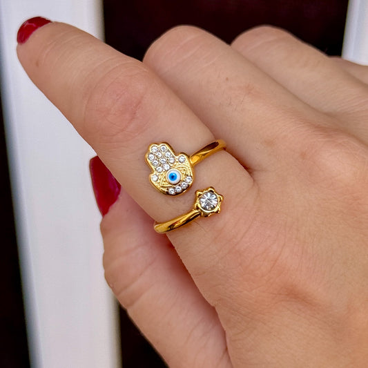 Anillo Mano Fátima Acero Inox 8096-3
