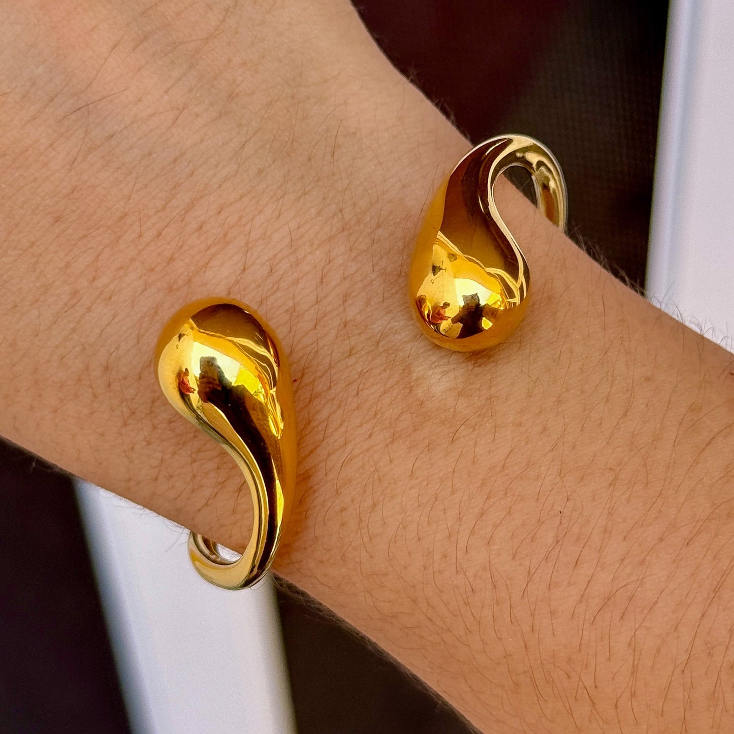 Pulsera Abierta Gota Agua Acero Inox 8096-46