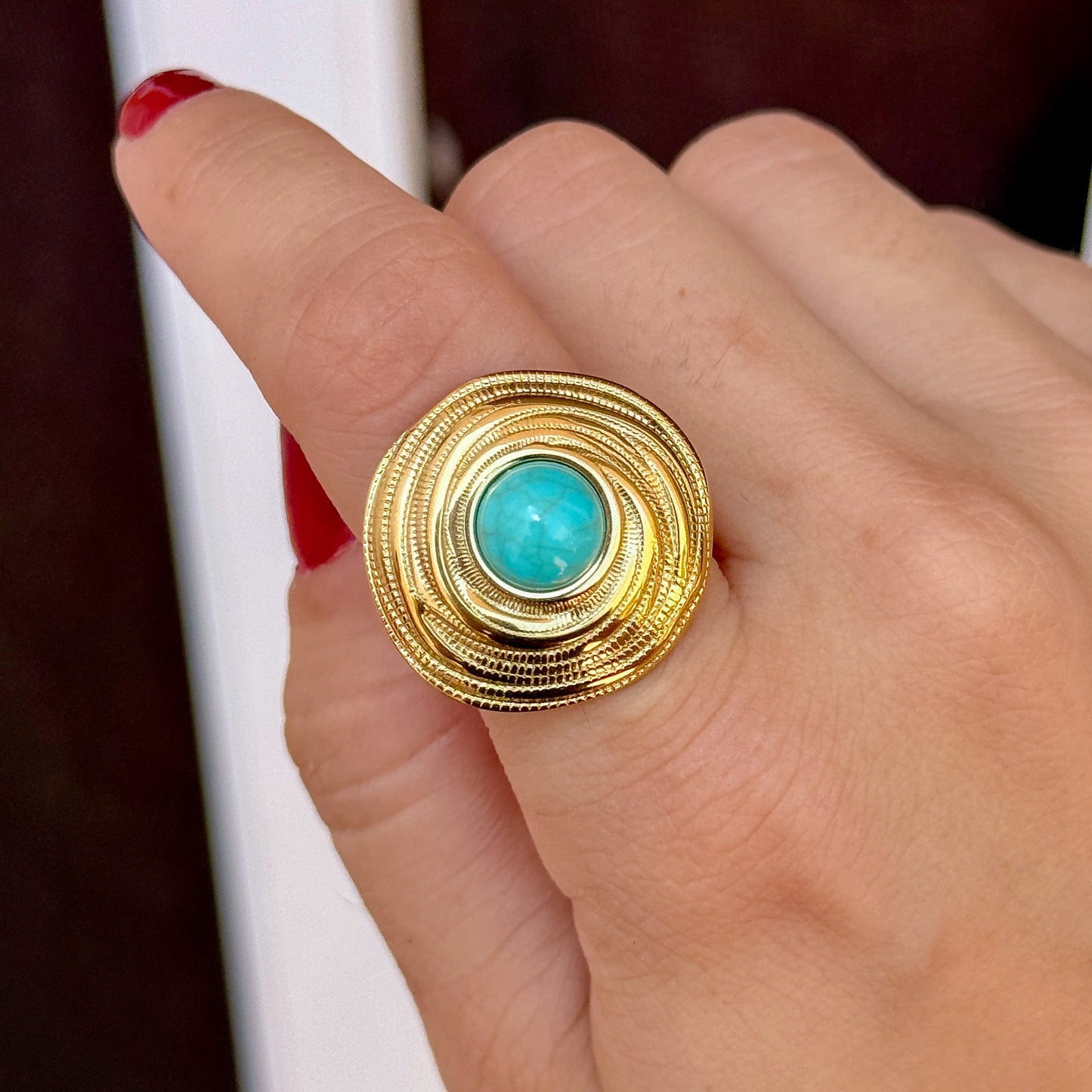 Anillo Turquesa Acero Inox 8096-48