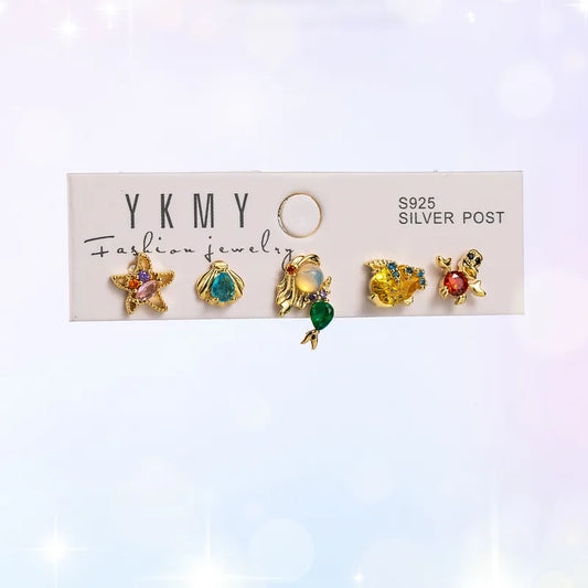 Aretes Sirena Zirconia Chapa 18K 8096-51