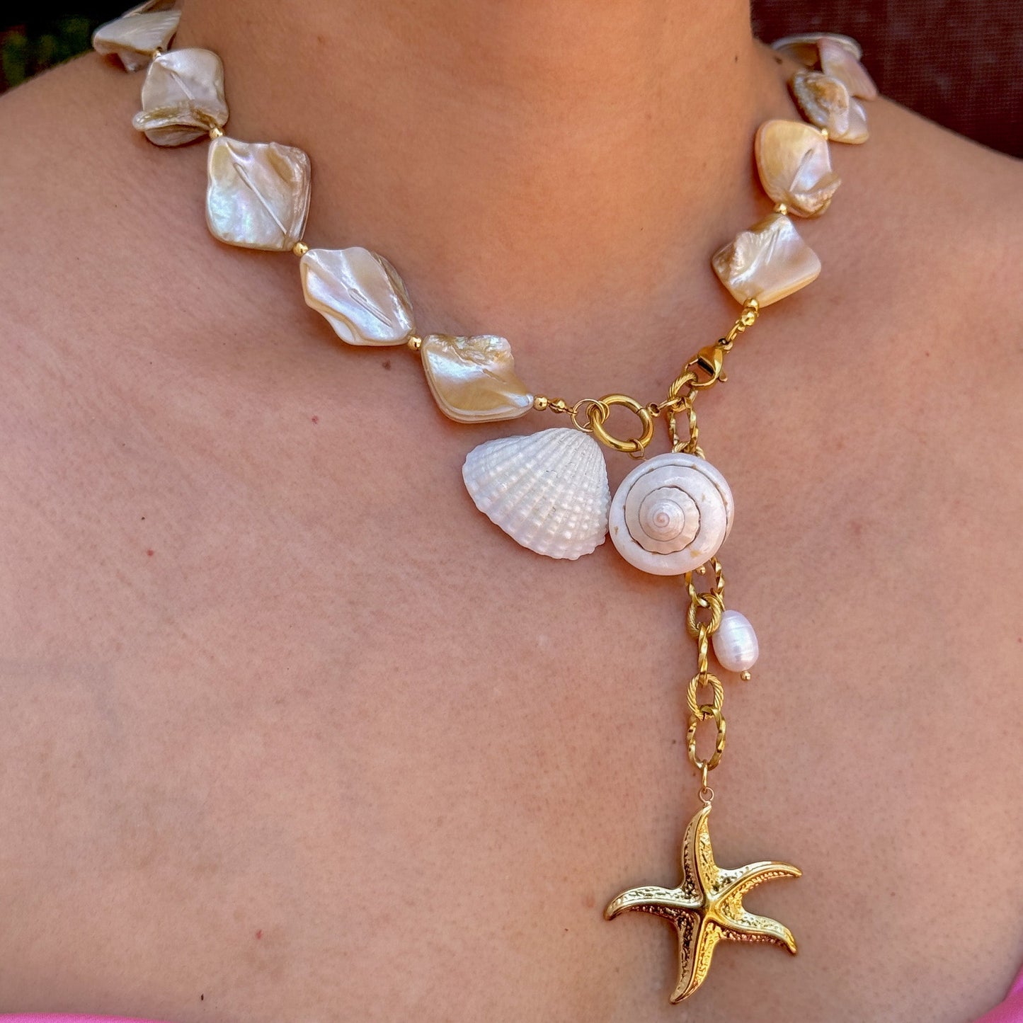 Collar Estrella Mar Concha Acero Inox 8096-52