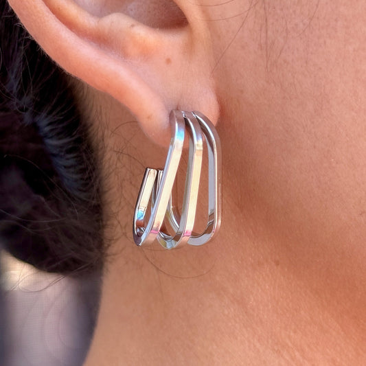 Aretes Plateados Acero Inox 8096-57
