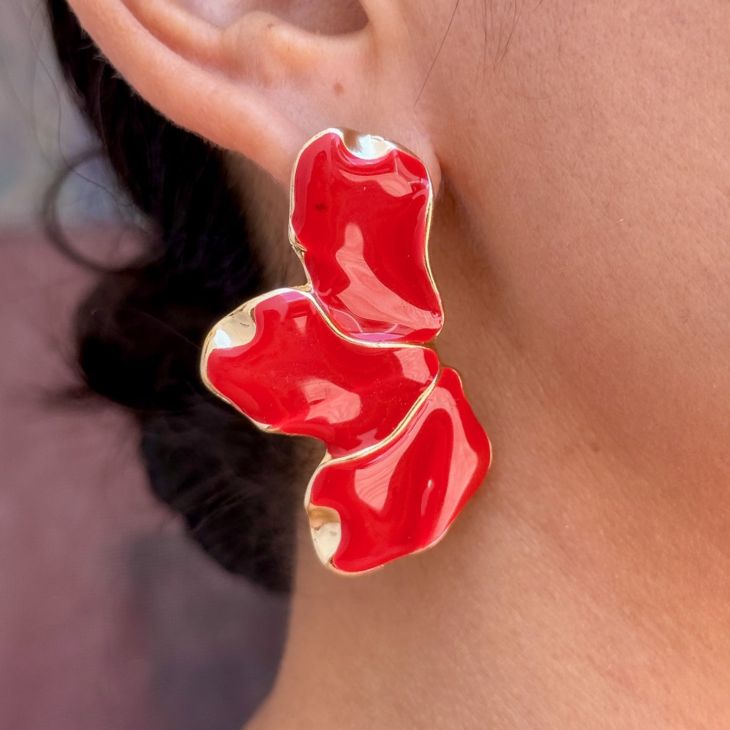 Aretes Floral Chapa de Oro 8096-58