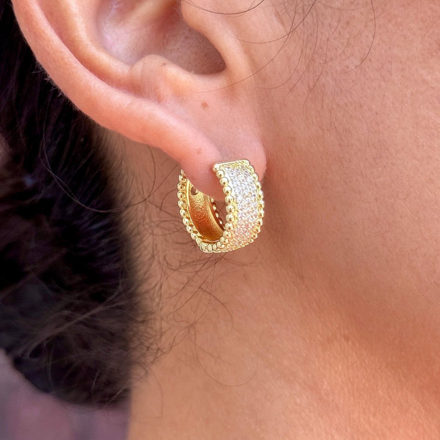 Aretes Redondos Zirconia Chapa 18K 8096-59