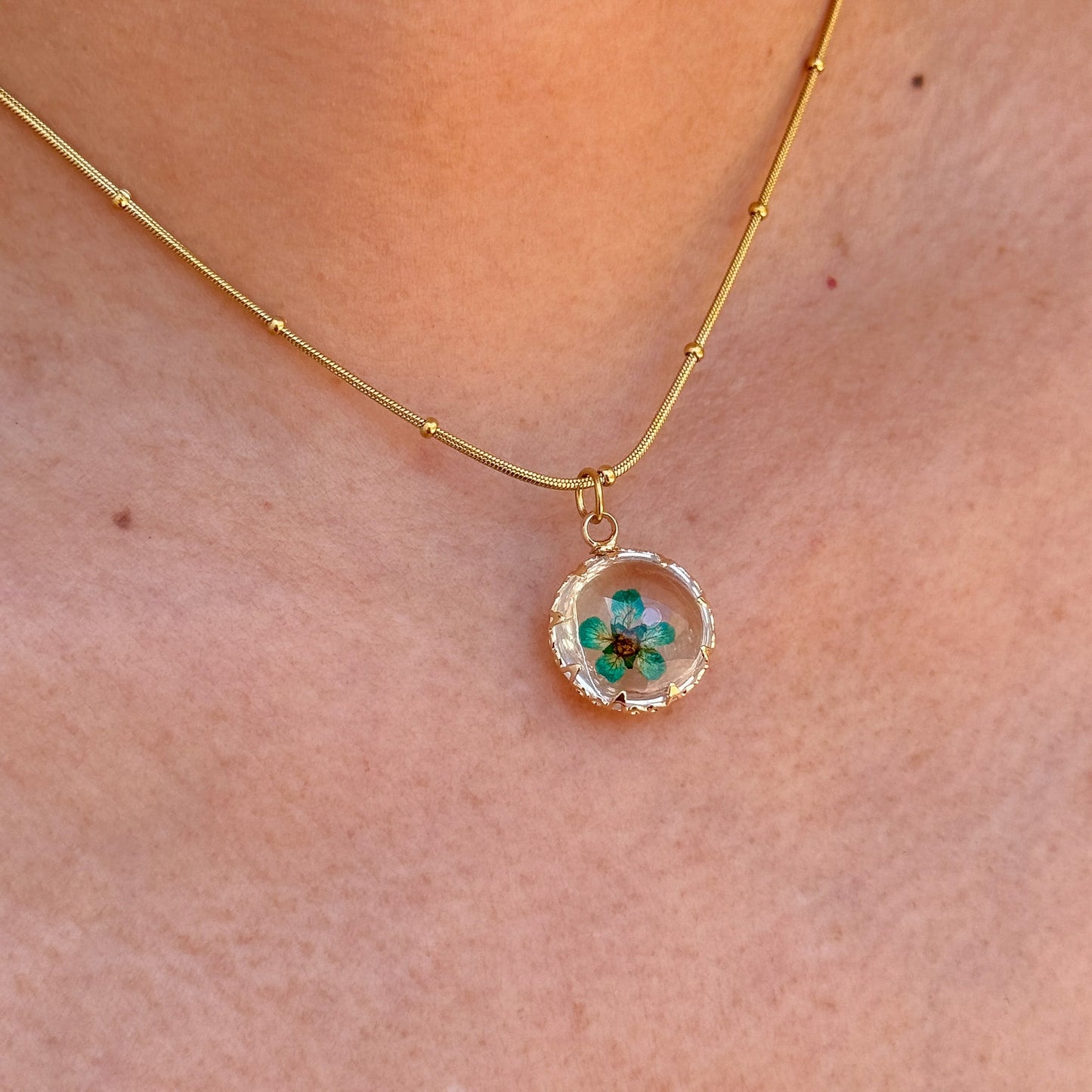 Collar Floral Azul Acero Inox 8096-61