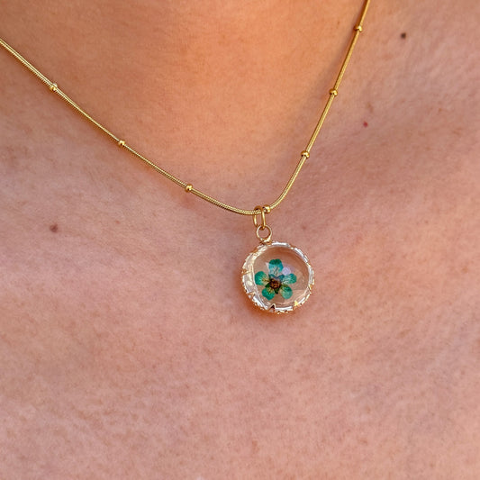 Collar Floral Azul Acero Inox 8096-61