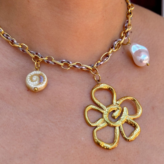 Collar Colgante Flores Acero Inox 8096-69