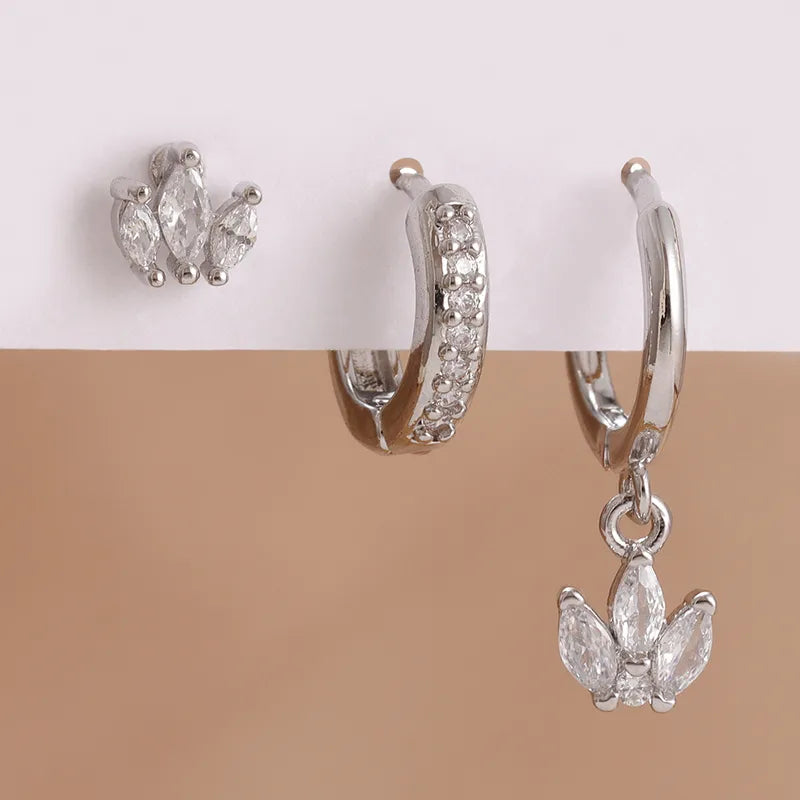 Set 3 Aretes Piercing Zirconia Acero Inox 8096-72