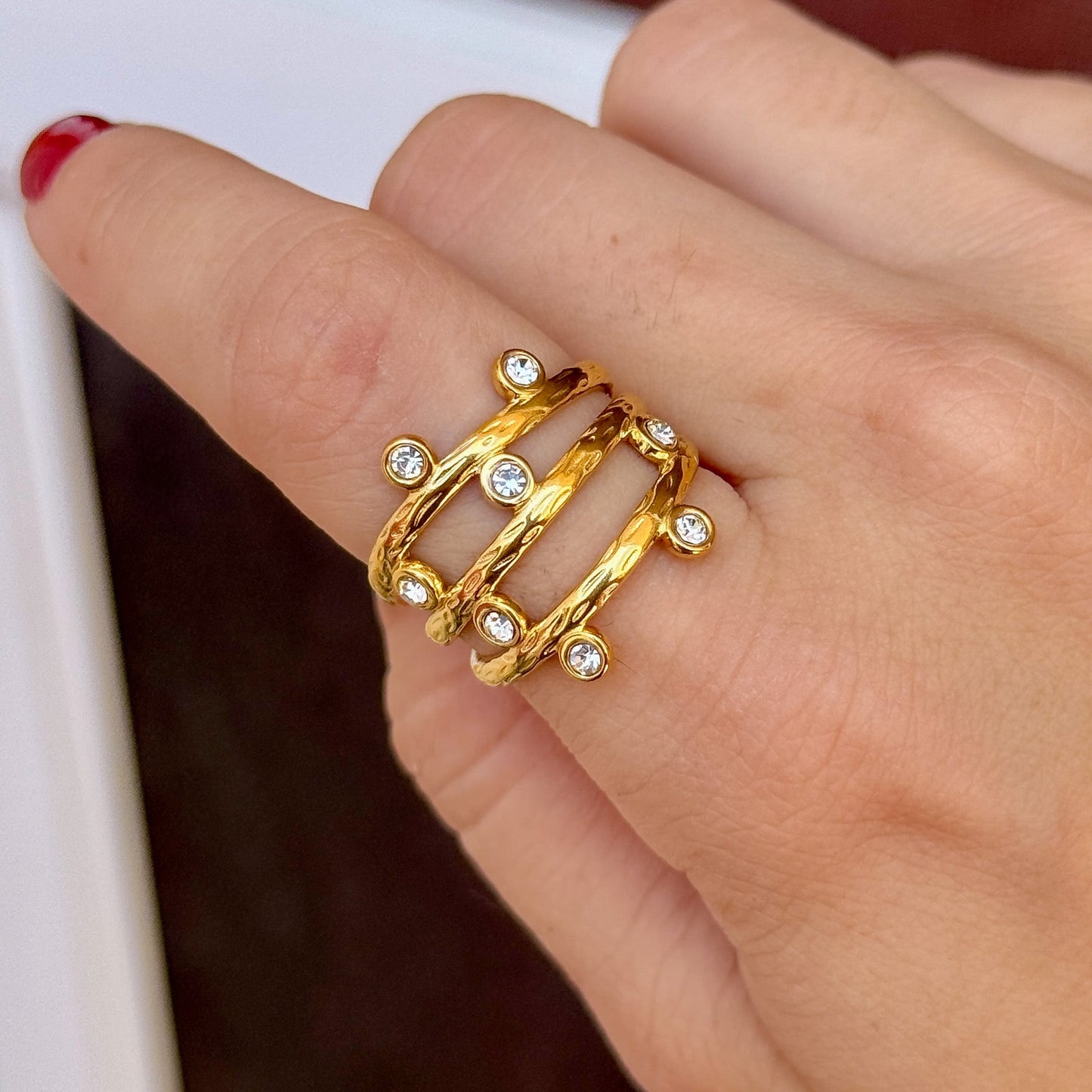 Anillo Geometrico Zirconia Acero Inox 8096-8