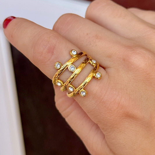 Anillo Geometrico Zirconia Acero Inox 8096-8