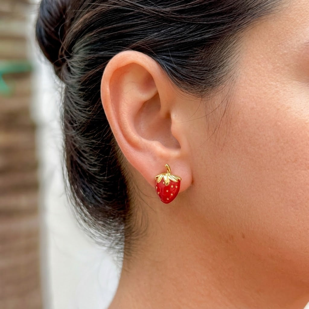 Aretes Fresa Acero Inox 18K 8196-15