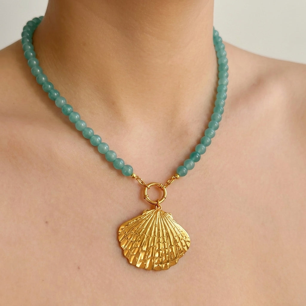 Collar Cuentas Concha Acero Inox 8279-100
